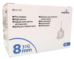 🎁️ [321109] Embecta™ Pen Insulīna injektora adata 8mmx31G, 100gab